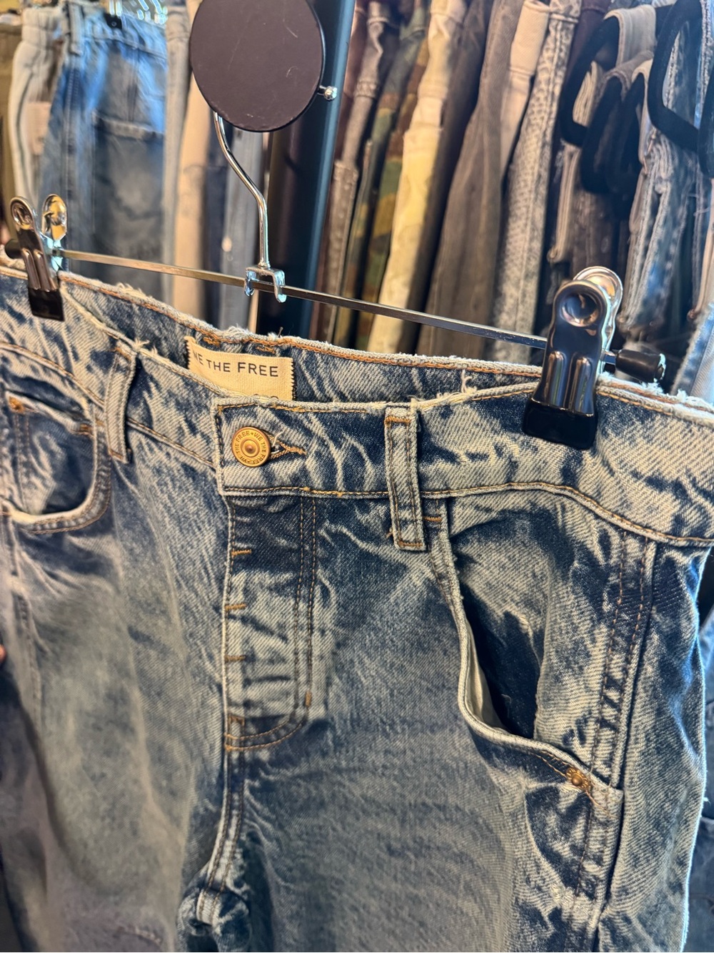 NWOT Free People We The Free Good Luck Mid-Rise Barrel Jeans light beam - 25S IR - Picture 16 of 17